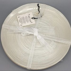 x4 Akcam Turkish Glass Shimmer Pearl Swirl Salad Plate Set NEW